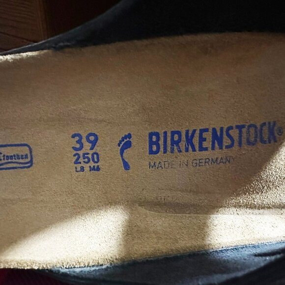 Birkenstock Arizona Soft Footbed Leather Sandals EU 39 Narrow W8 Charcoal EUC - Picture 11 of 13